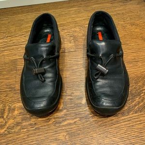 Prada Flat black leather shoes Size 8 used No box and bags sold as is